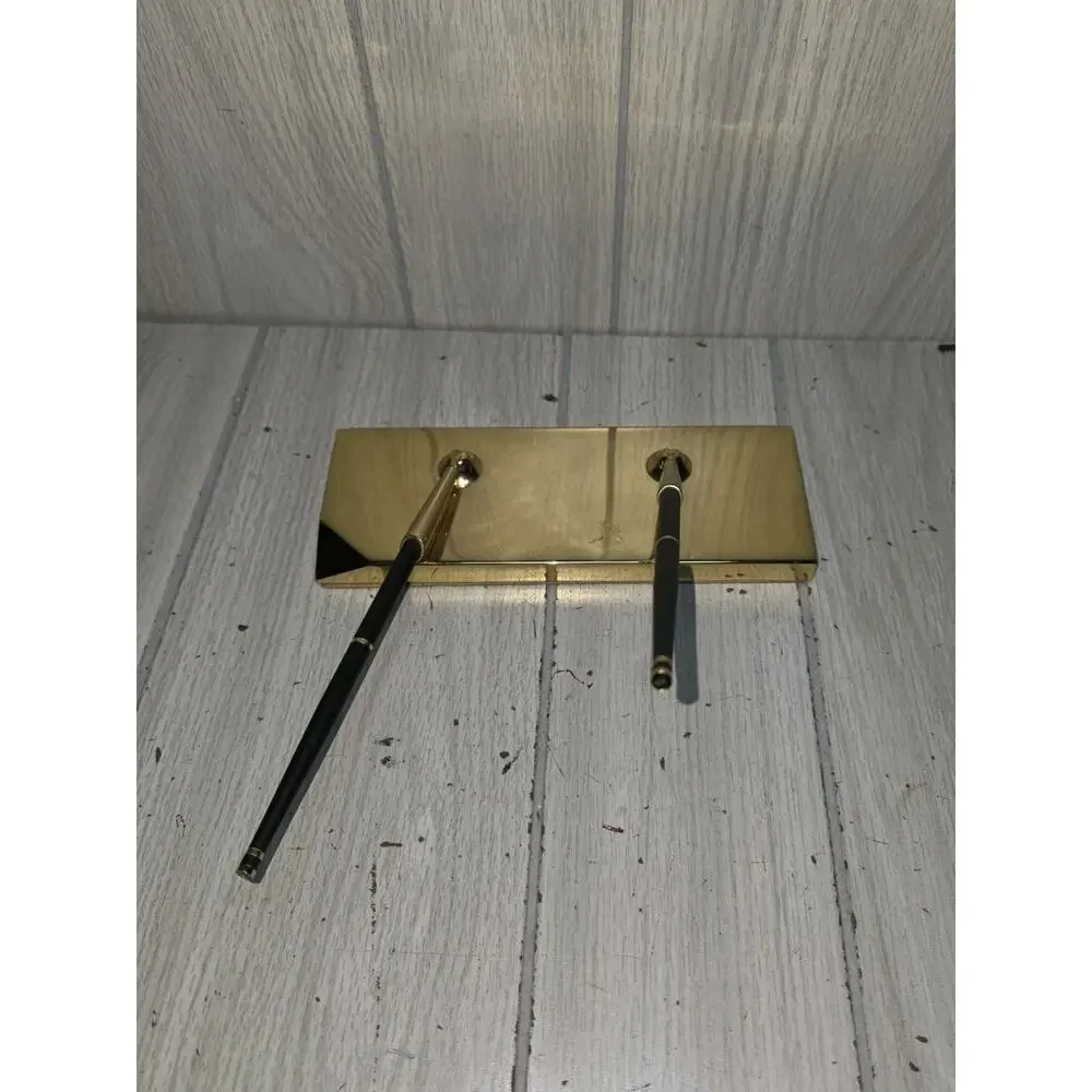 Vtg Baldwin Brass Double Pen Desk Office Set Holder Decor USA Made MCM